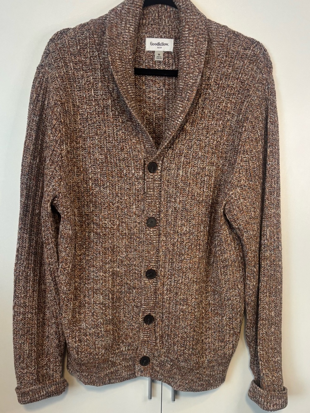 Goodfellow & Co Brown Marled Shawl-Collar Button Cardigan